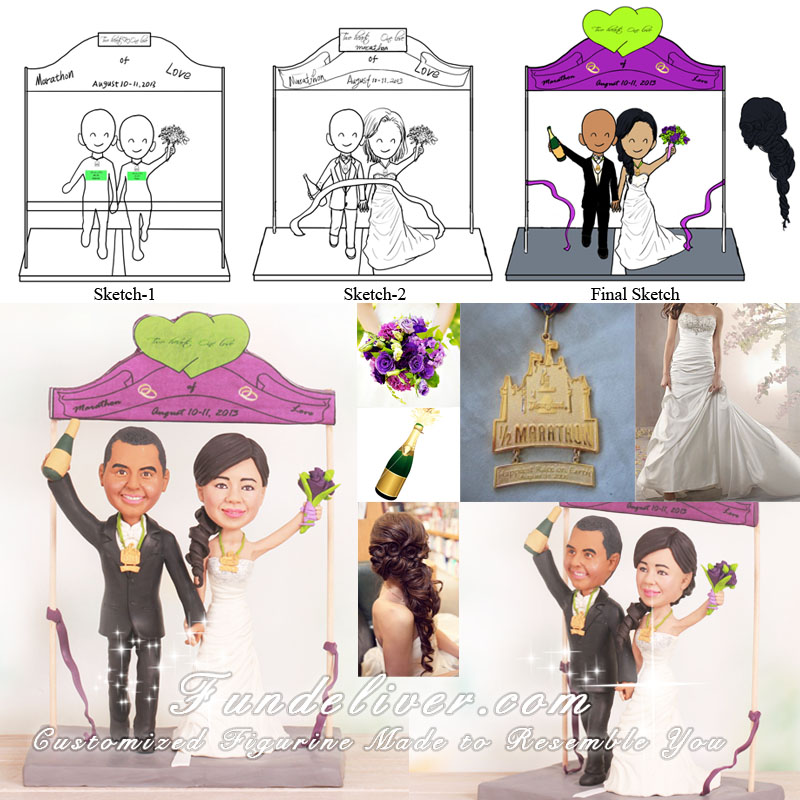 Cross The Finish Line 12 Marathon Wedding Cake Toppers